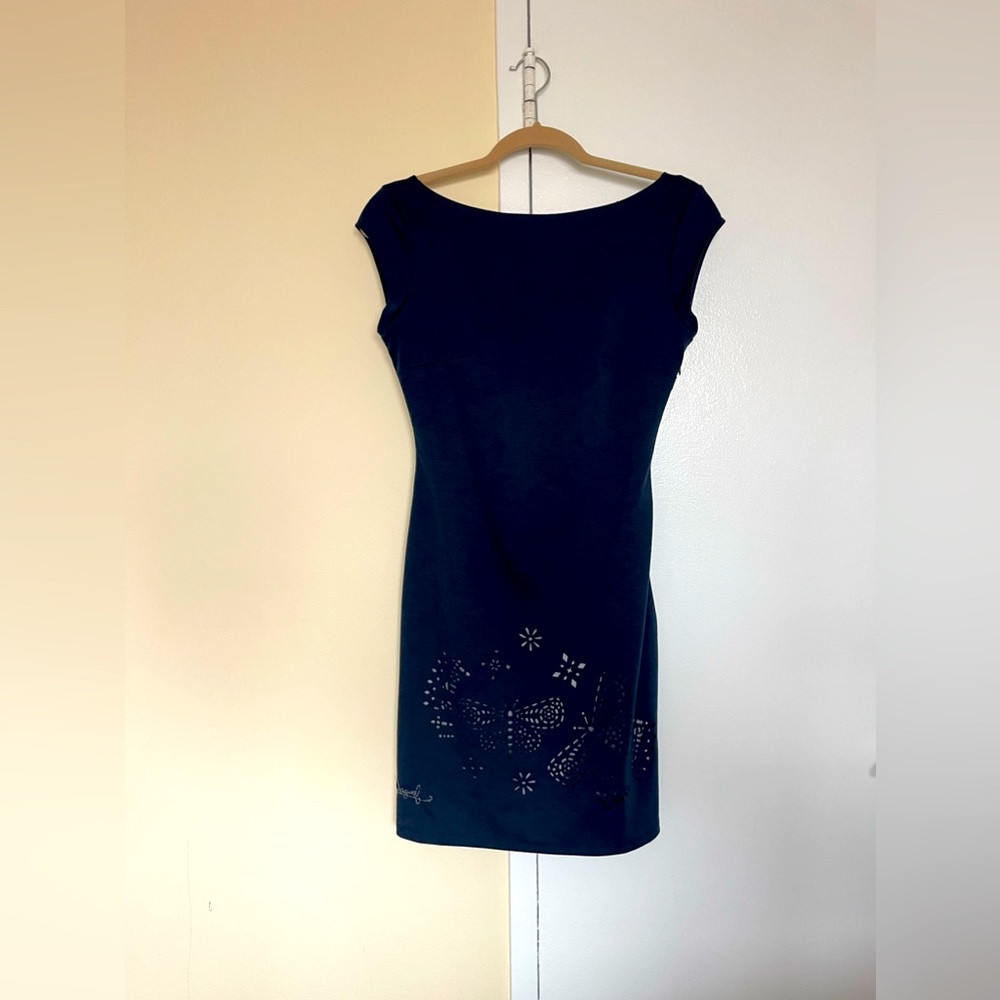 Desigual Dress dark blue butterfly laser cutout